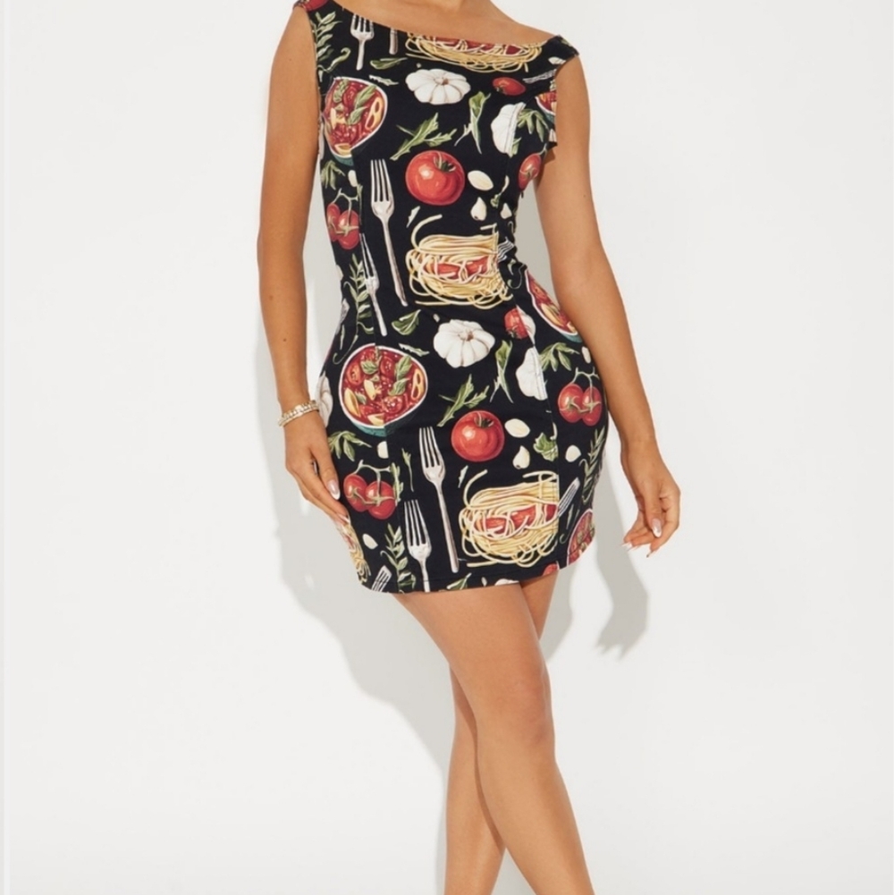 Fashion Nova Pasta Print Mini Dress - Picture 9 of 10